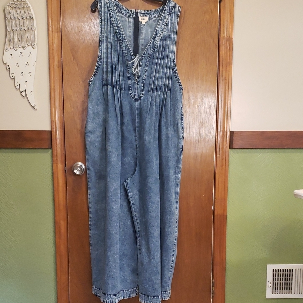 BiBi Washed Blue Sleeveless Denim Jumpsuit